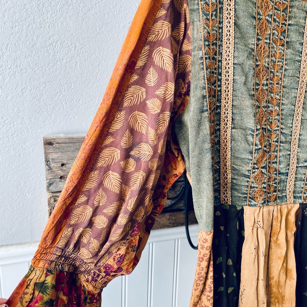 Young Threads Bohemian Patchwork Long Sleeve Dress - Picture 7 of 10